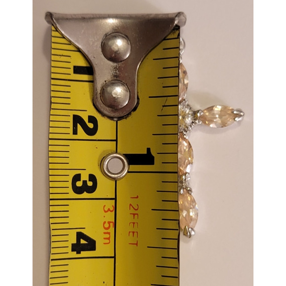 18K White Gold Plated Cross Pendant with Marquise Cut Champagne Colored Stones - Picture 7 of 7